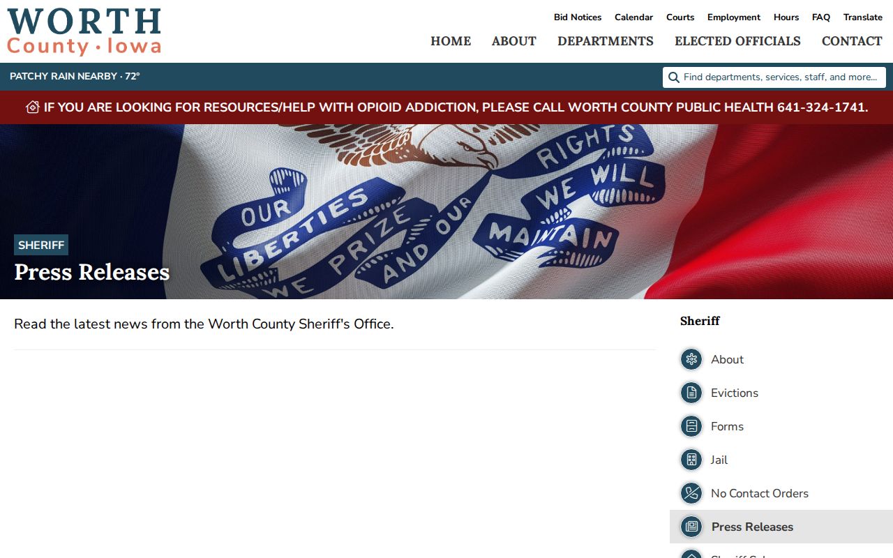 Worth County Sheriff news and press release page