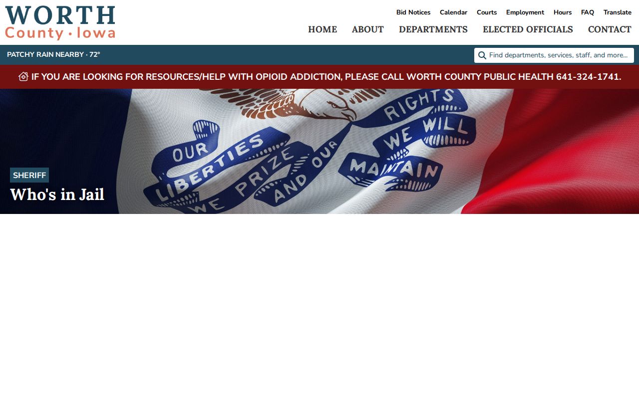 Worth County Who's in Jail page linking to the official recent arrests report